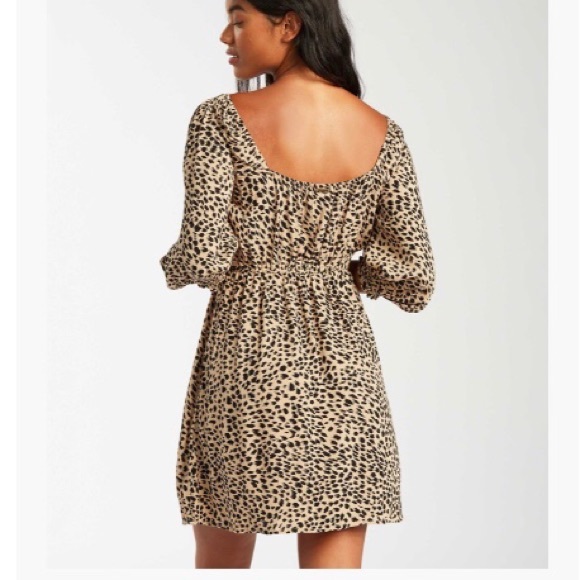 NWT Billabong Riviera Leopard Square Neck Mini Dress - Picture 2 of 9